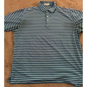 Peter Millar Summer Comfort Golf Shirt Mens XL Blue Green Striped Performance
